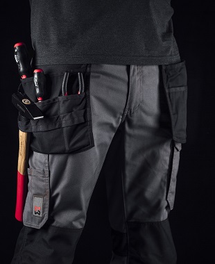 BWOLF Atlas Pantalon de Travail Homme Pantalon Travail Homme Classique avec  Poches Multifonctionnelles + Renforcé de Polyester 600D (Gris/Orange, S, s)  : : Mode
